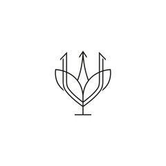 abstract trident logo with linear outline line art design style