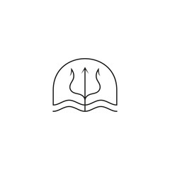 trident logo with waves in line art design style