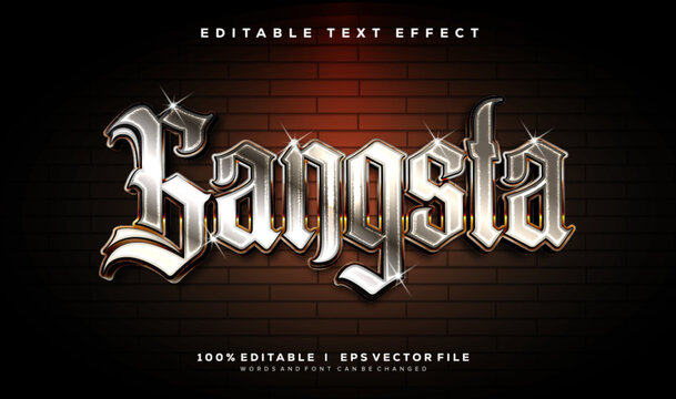 gangsta 3d vector text effect with modern style design