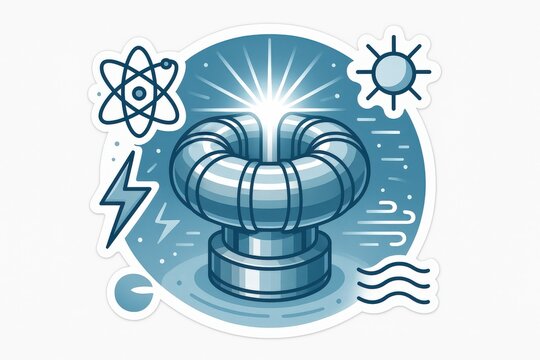 Innovative visualization of a Tesla coil depicting electromagnetic energy flow interconnected with scientific symbols illustrating the essence of technology and exploration