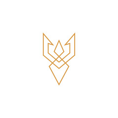 golden trident logo with line art design style