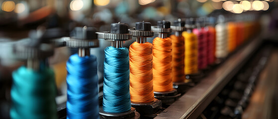 Textile factory with embroidery machines.