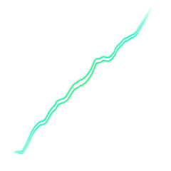 Glowing green electric line on transparent background
