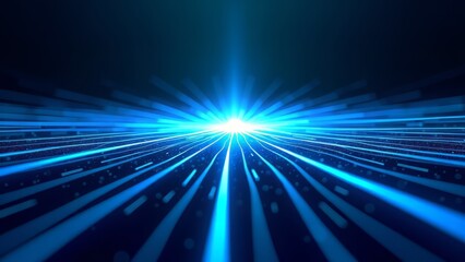 Fototapeta premium Blue light trails data visualization concept