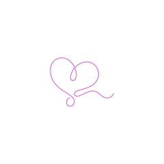 love heart logo with continuous line design style