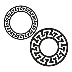 Greek key circles. Labyrinth pattern Vector. Geometric maze symbol. Ancient ornament illustration.