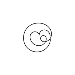 abstract love heart logo icon with circle shape linear design style