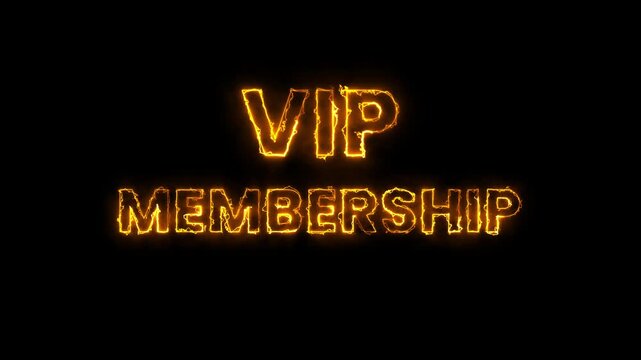 VIP MEMBERSHIP, neon glowing text animation. Perfect for intros, call-to-action scenes, startup messages, or motivational content. Bright and energetic design with flickering neon light effect. 