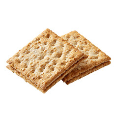 Fototapeta premium Crisp Cracker Duo: Two square crackers sit in tempting, perfect composition. A close-up shot capturing every delightful detail.