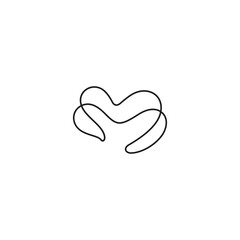 abstract love heart logo icon with linear outline design style