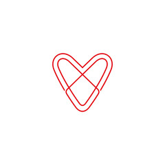 abstract love heart logo icon with red color linear design style