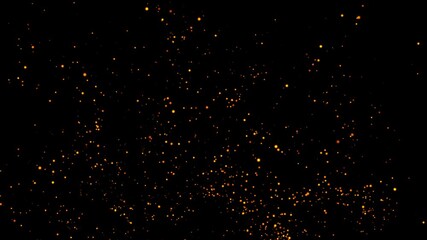 fire sparks dust flying slowly rising up on black background. embers and sparks flying animation. Fire flakes and bonfire background. - Powered by Adobe