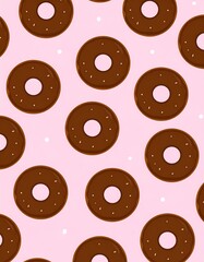 Fototapeta premium Donut pattern on pink background
