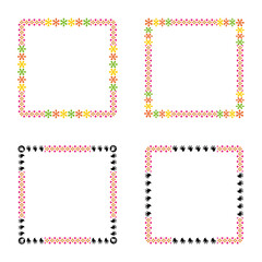 Frame border icon. Ornate floral symbol. Red outline design. Vector frame illustration.