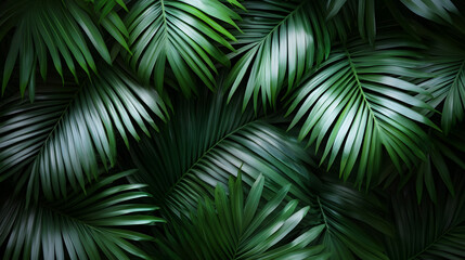 Exotic palm leaves forming a canopy