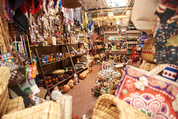 Store selling souvenirs and other handicraft products in Raquira, Colombia