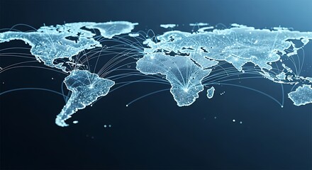 Global Network: The interconnectedness of the world is visualized through a network of glowing lines, creating a dynamic and informative image of global connectivity.