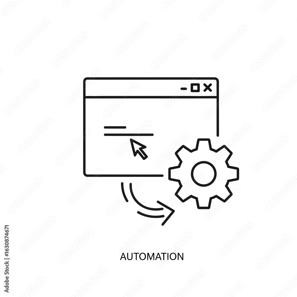Poster streamline your workflow with powerful automation: website interface, gear icon, and cursor, perfect