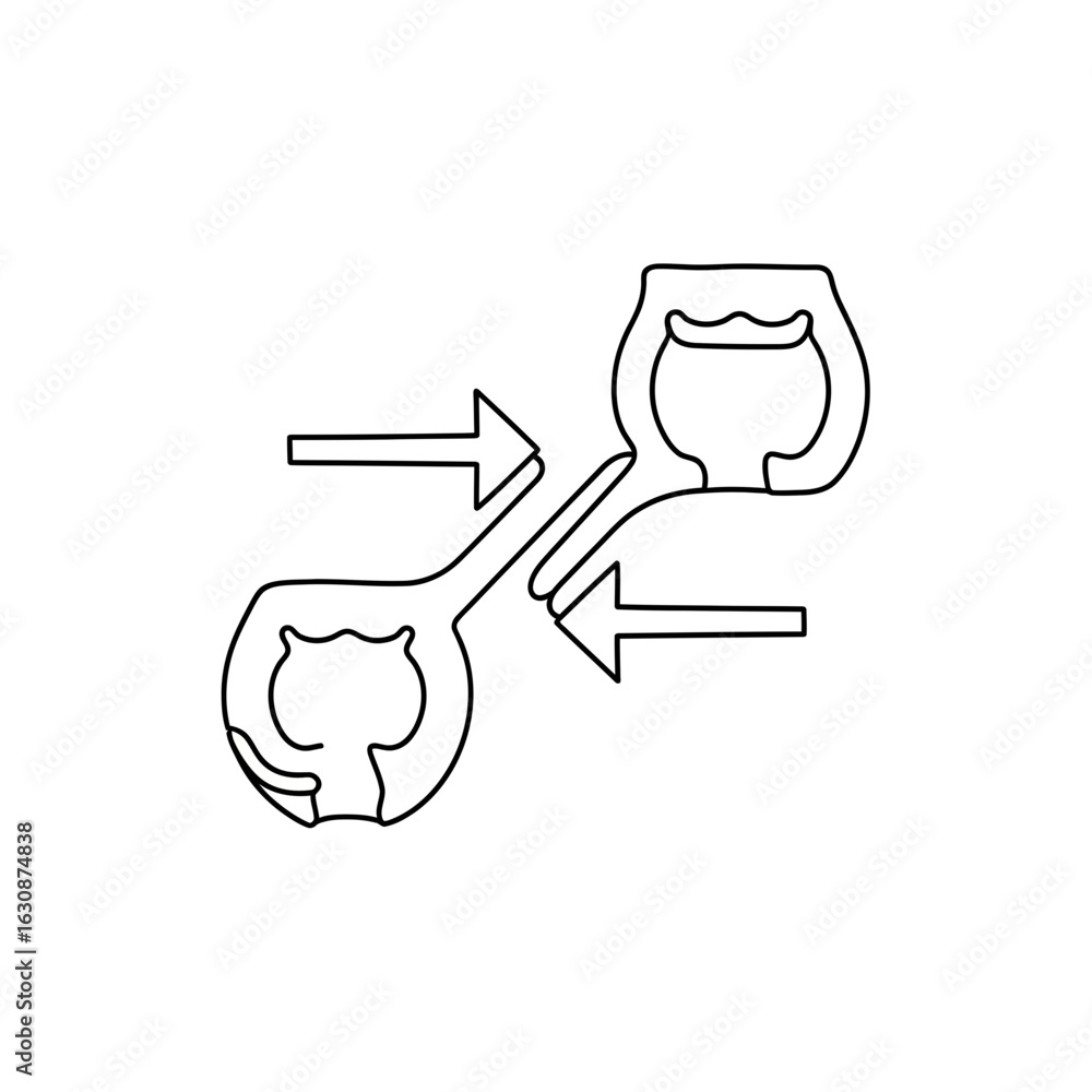 Poster conceptual cat-shaped objects with arrows depicting a flow or exchange, perfect for design, abstract