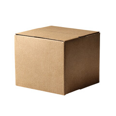 Cardboard Box Simplicity: A meticulously crafted, blank cardboard box sits poised, evoking anticipation, awaiting the next stage, perfect for various shipping and packaging projects.
