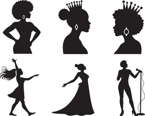 Obraz premium Empowered women silhouettes diverse styles confident glamorous