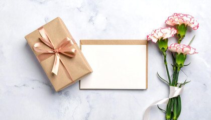 カーネーションの花。コピースペース。母の日イメージ。Carnation flowers. Copy space. Mother's Day image.