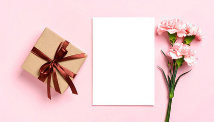 カーネーションの花。コピースペース。母の日イメージ。Carnation flowers. Copy space. Mother's Day image.