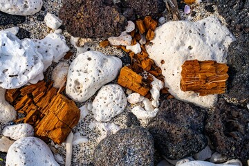 Pristine Coral Sand Beach with Lava Rock - Background