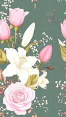 Delicate floral bouquet pattern