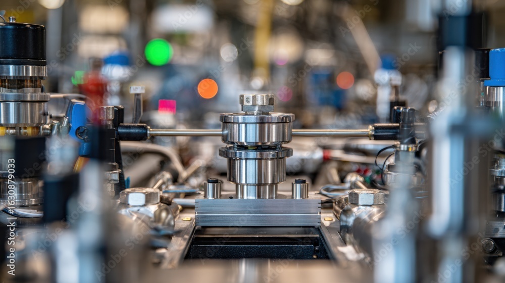 Aufkleber medium shot highlighting the central heat exchanger unit of a tidalpowered coolant loop test rig cri