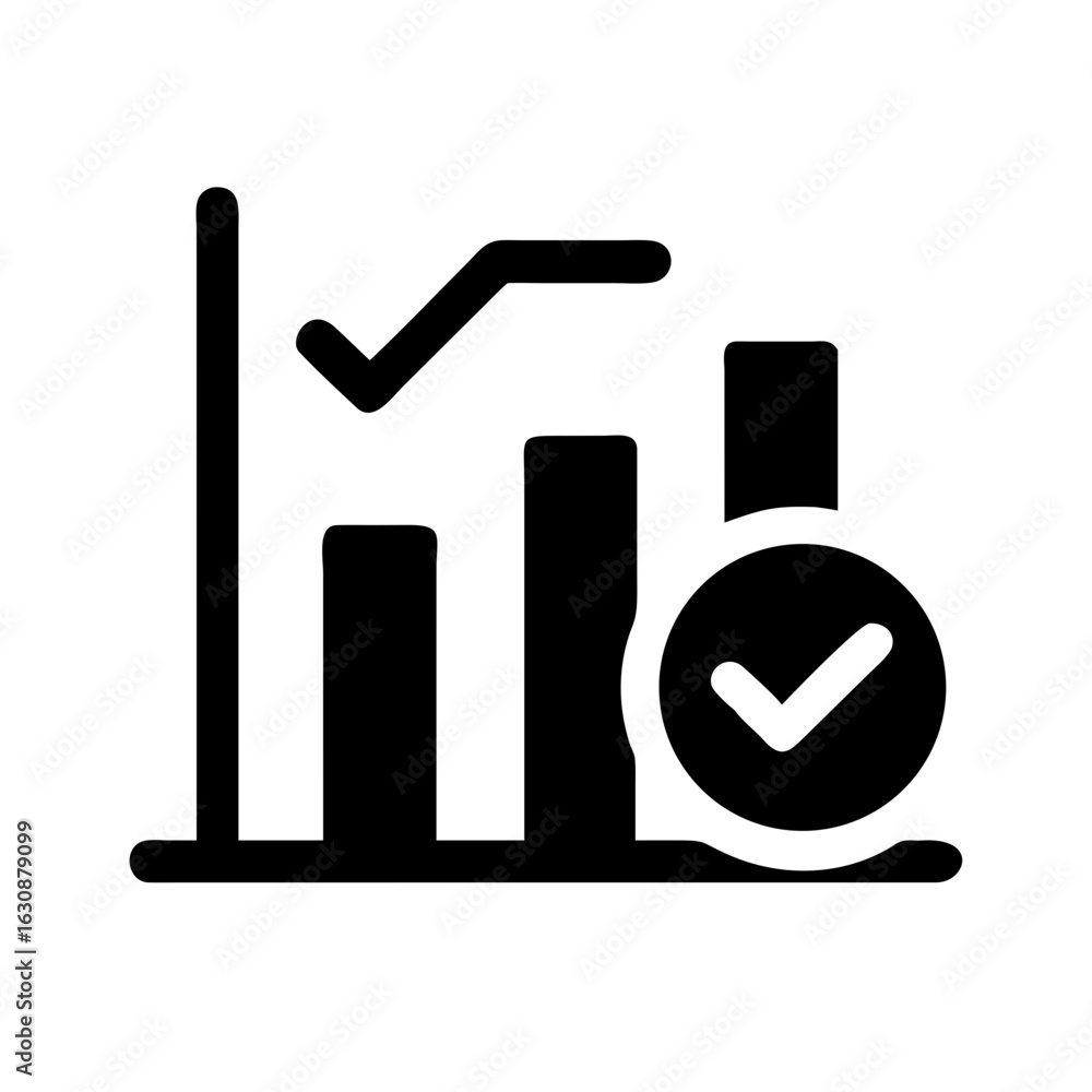 Aufkleber growth chart with checkmark icon for successful business and data analysis presentation and report s