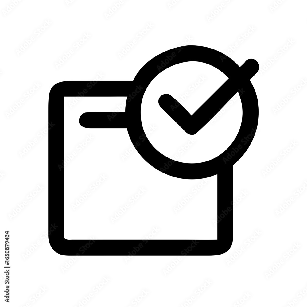 Aufkleber completed task icon vector illustration for project management and to do list app design asset