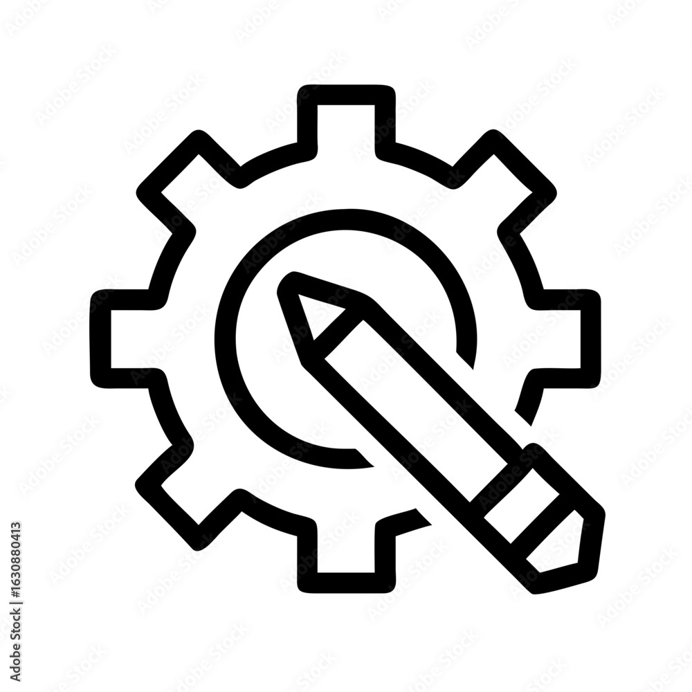 Aufkleber gear settings pencil icon vector illustration for configuration design and customization options gra