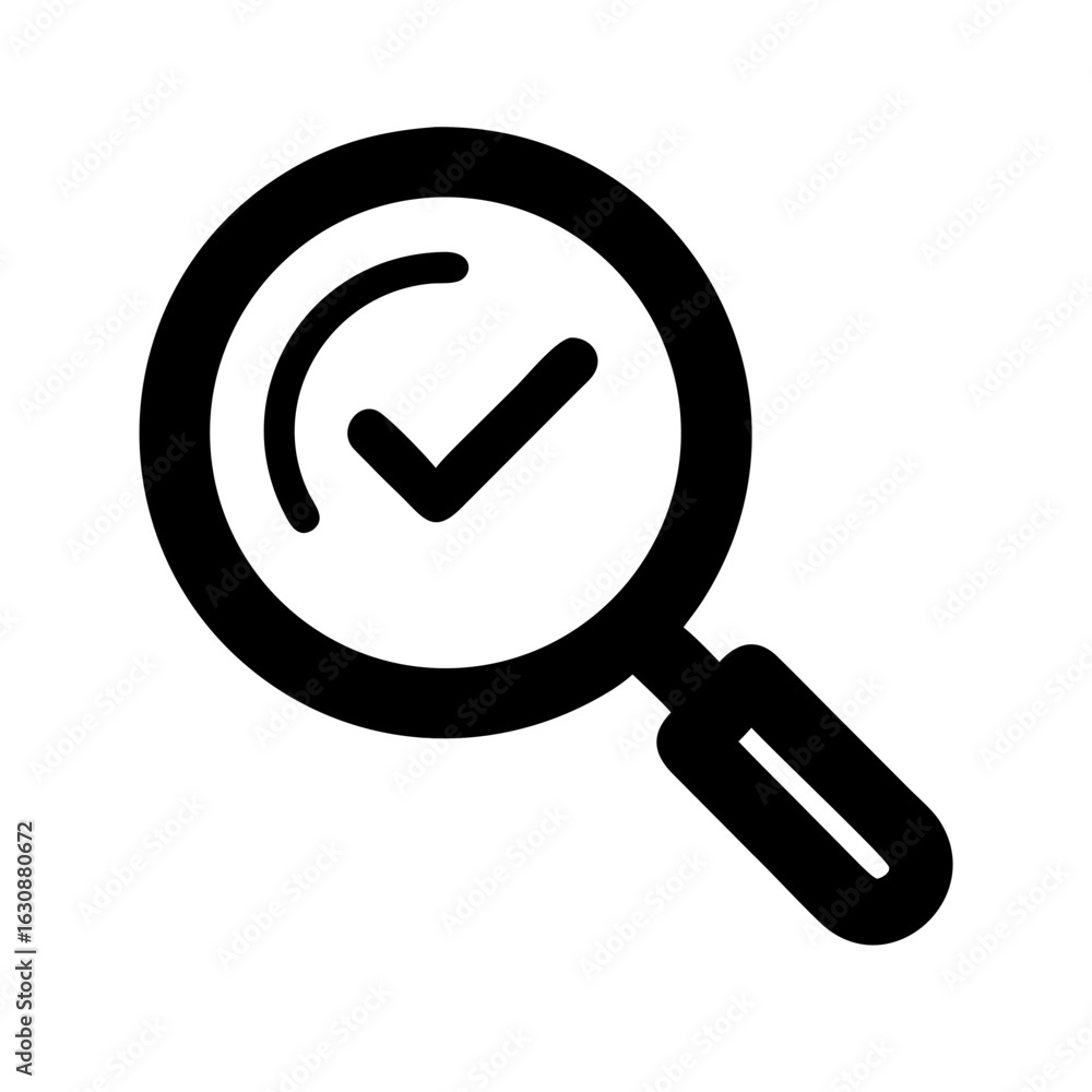 Poster search check mark icon vector illustration magnifying glass with checkmark symbol for verification a