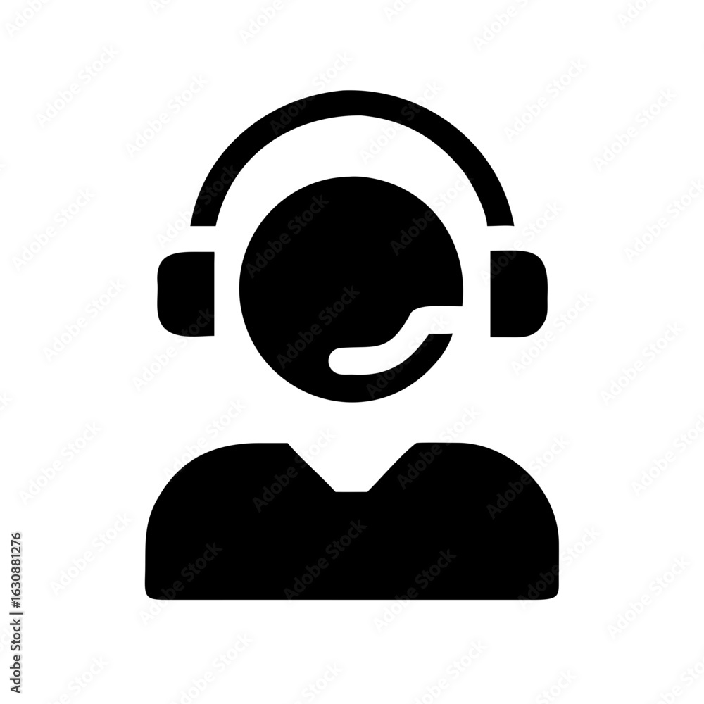 Poster customer support service operator agent with headset icon vector illustration for website and graphi