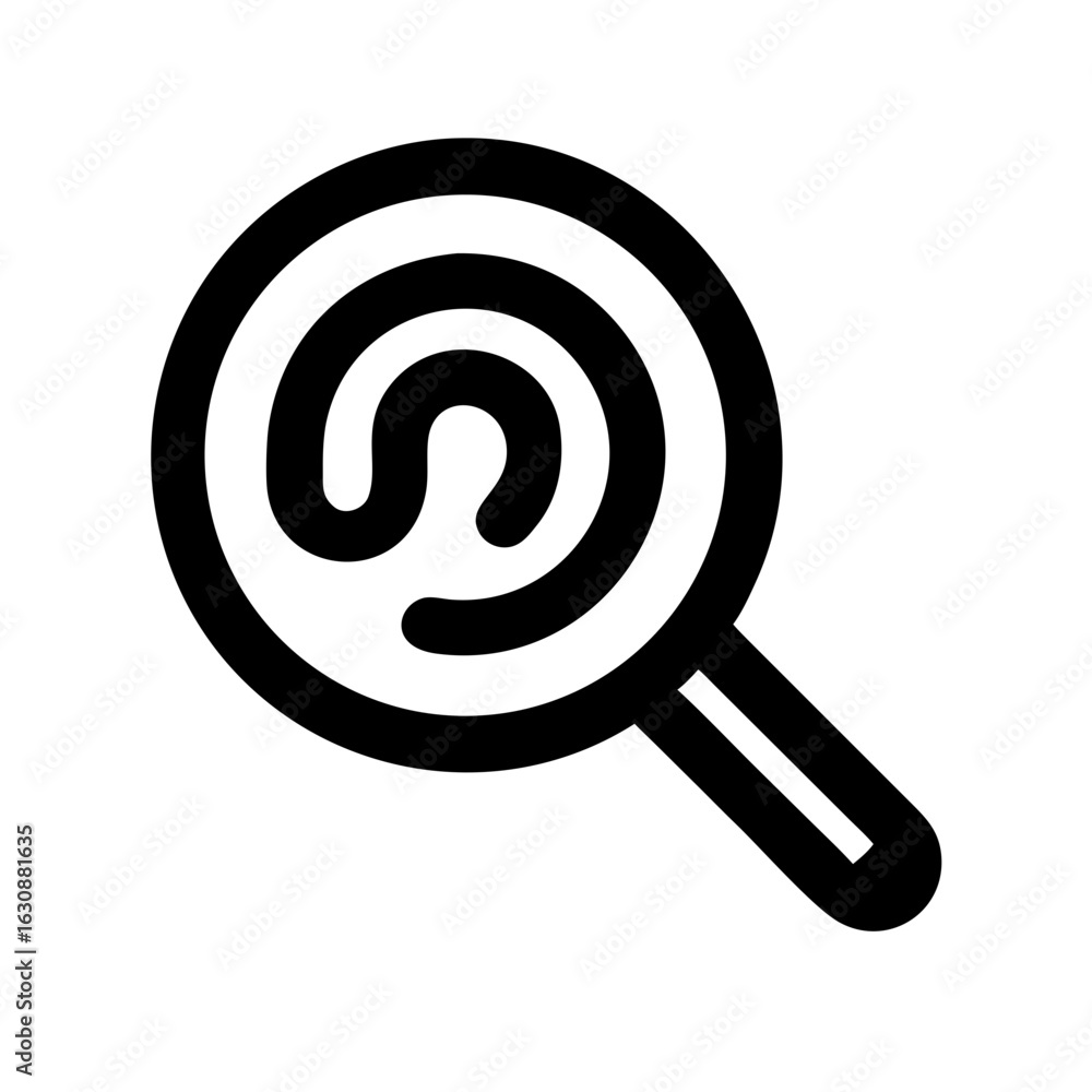 Poster fingerprint scan magnifying glass icon for security identity check and crime investigation identific