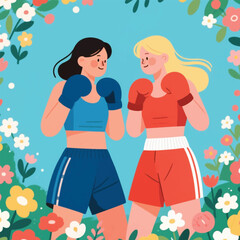 Woman Boxing In Gardening Illustration Artwork