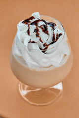 Delightful Dessert Beverage with Creamy Whipped Topping and Rich Chocolate Drizzle Perfect for Indulgent Treats and Refreshing Moments