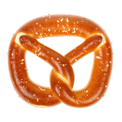 Giant Soft Pretzel with Salt Crystals on Clean White Background