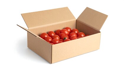 Cardboard box filled with fresh tomatoes