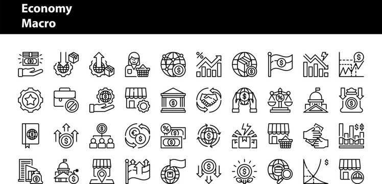 Economy Macro icon collection. Economy Macro icons for business, websites, apps, printing, documents, poster designs, etc.