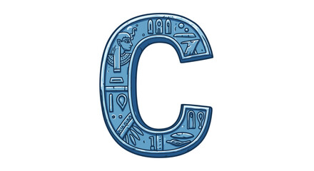 Naklejka premium Letters of the alphabet egyptian hieroglyphic letter c vector illustration ancient alphabet symbol design and cultural art concept vector