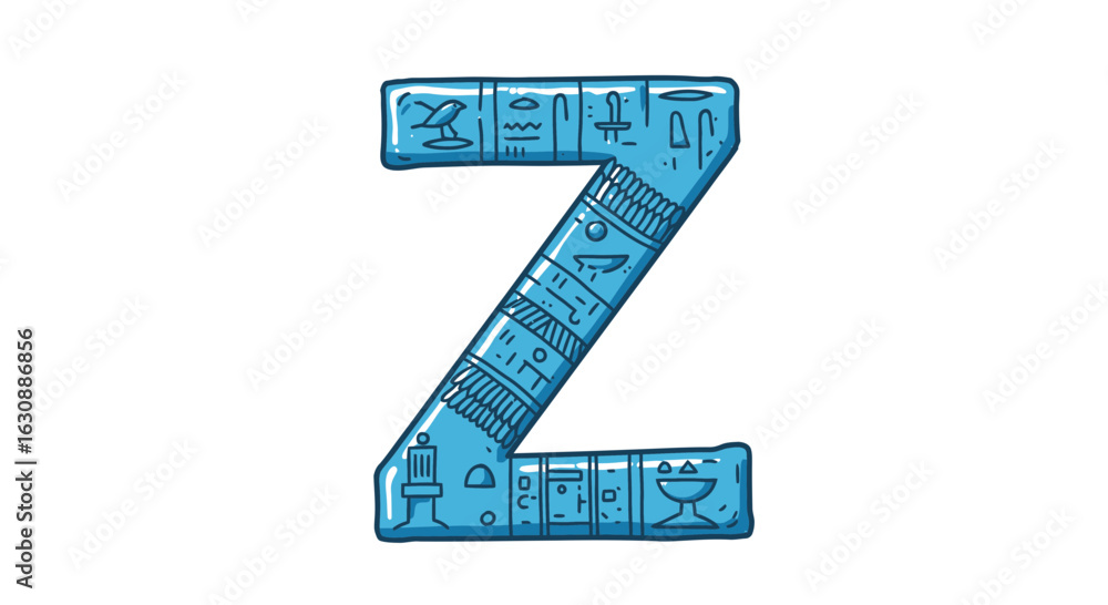 Poster letters of the alphabet egyptian hieroglyphic letter z vector illustration ancient alphabet symbol f