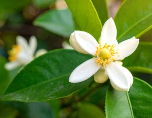 Fototapeta premium Citrus blossoms in sunlight
