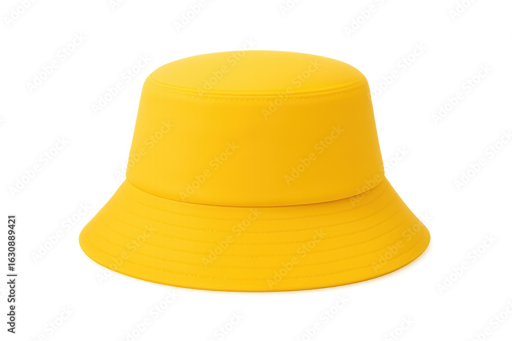 Poster vibrant yellow bucket hat floating against a transparent backdrop, perfect for adding a pop of color