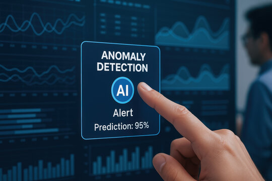 Ai software developer collaborates with advanced technology to detect anomaly and provide alert prediction for improved system performance
