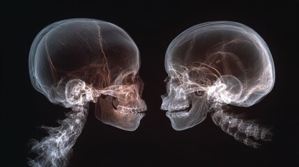 Sidebyside comparison scene showing normal versus microcephalic fetal skull development affected by prenatal viral exposure.