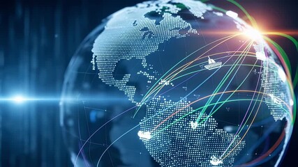 Hightech graphic of global courier routes symbolizing fast international order processing and nextday shipping.