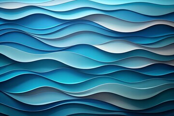 Obraz premium Abstract Blue Waves Background with Layered Paper Cut Effect and Gentle Gradient Variations for Artistic Design
