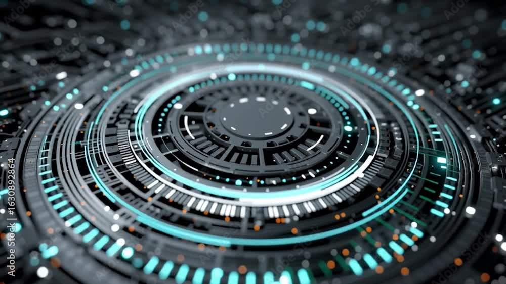 Wall mural abstract digital circuit board with glowing energy core. perfect for projects related to technology,